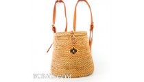 hand woven ata grass bags backpack double handle long leather